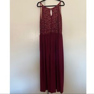 Burgundy Lace Formal Long Dress